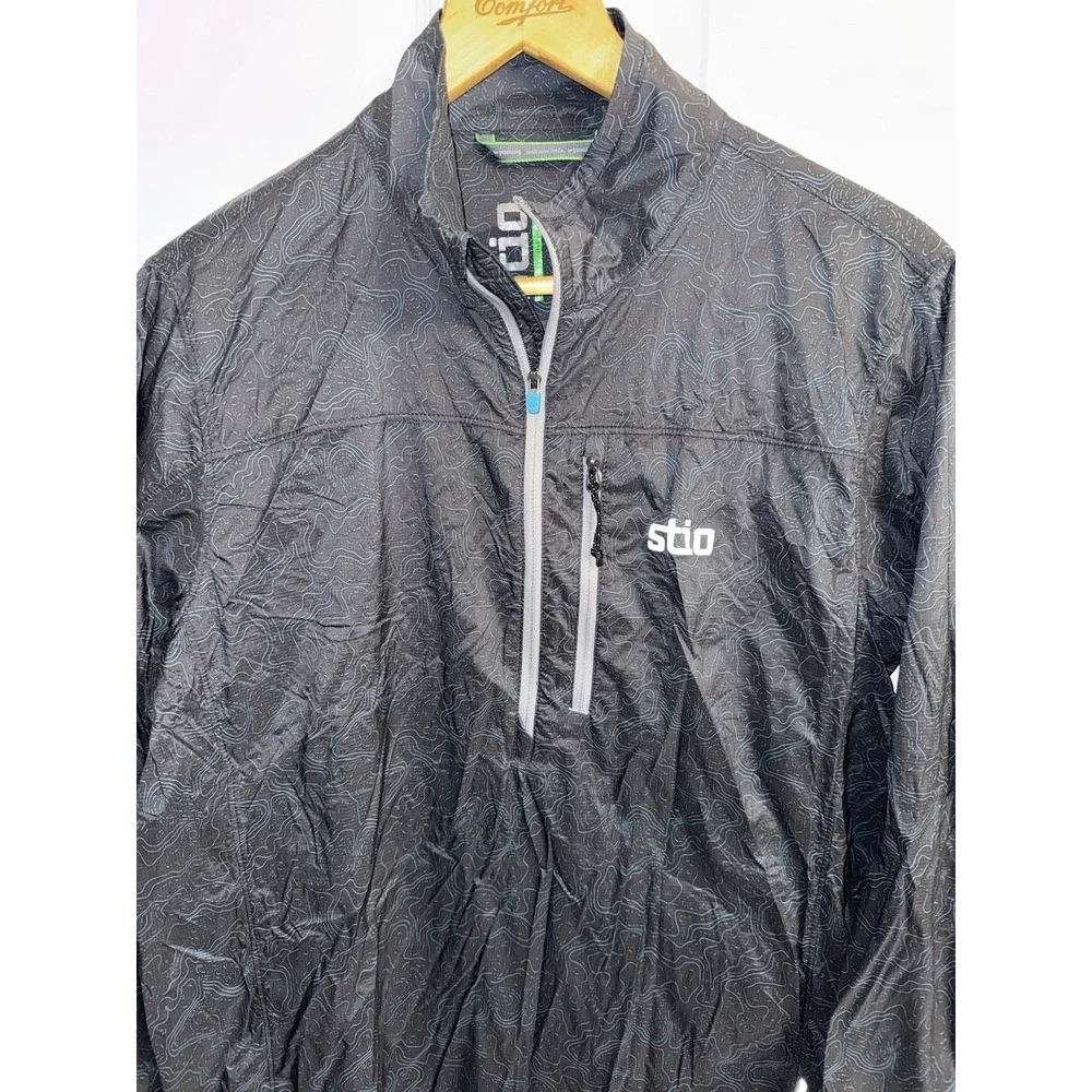 STIO Second Light Windshell Pullover Blue Topographic Pattern Nylon Men's Small